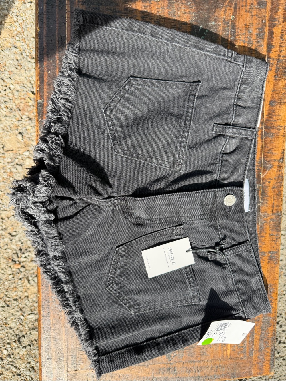 Forever 21 Black Frayed Hem Denim Cutoff Shorts
